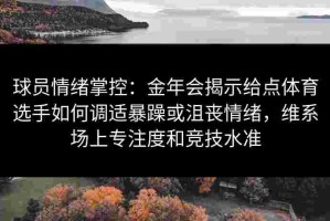 球员情绪掌控：金年会揭示给点体育选手如何调适暴躁或沮丧情绪，维系场上专注度和竞技水准